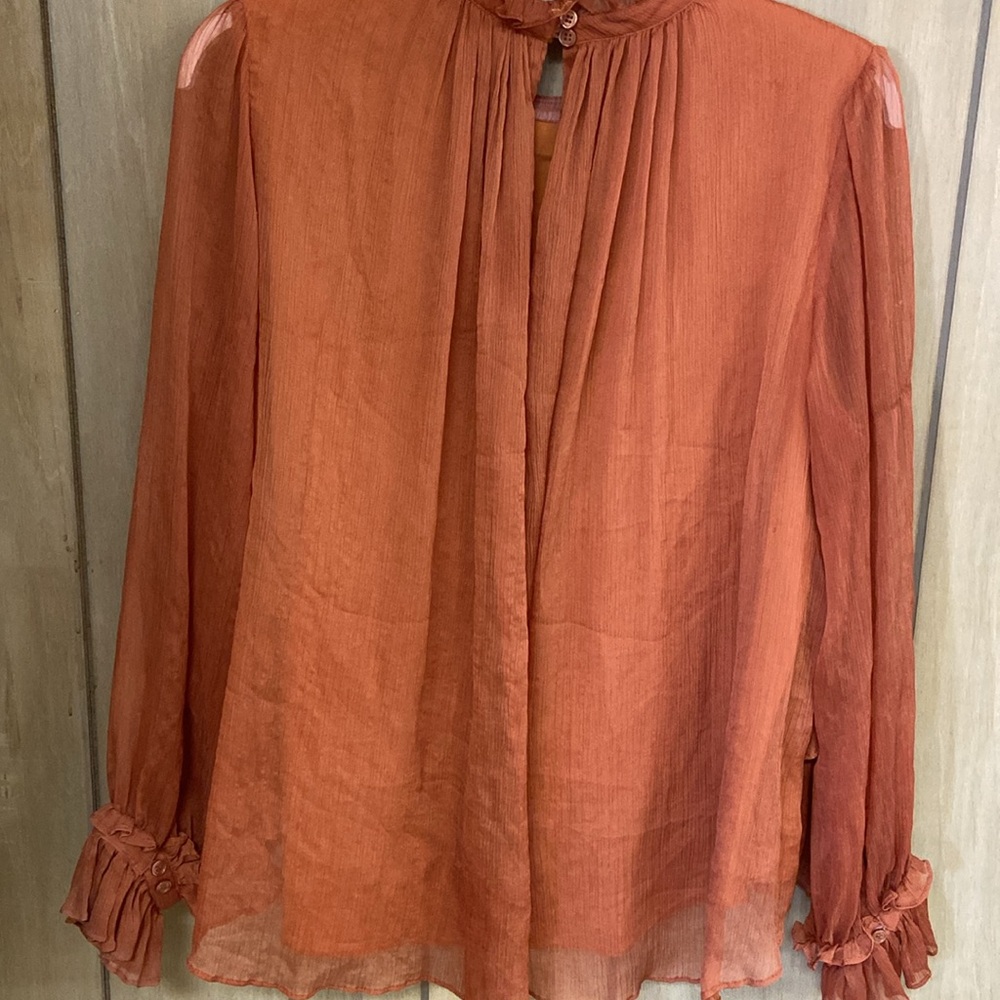 Women's Ruffled Orange Top - Picture 4 of 4